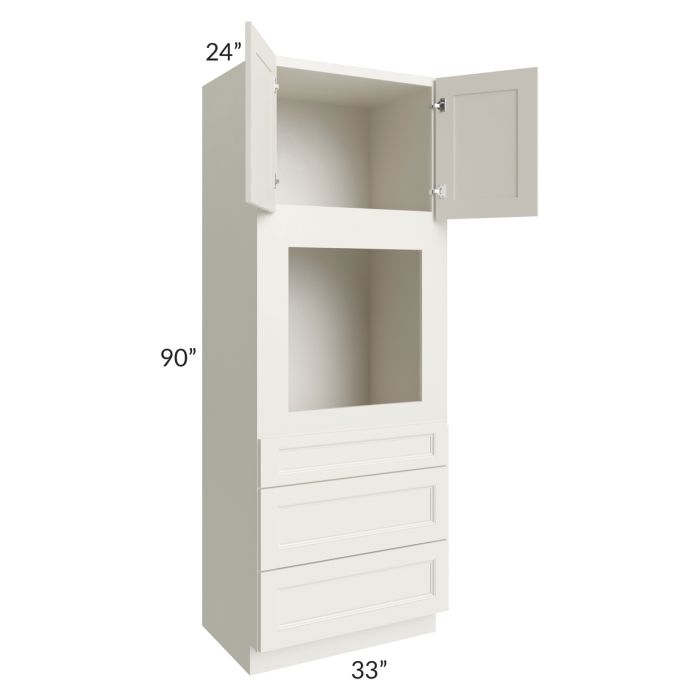 RTA Providence Cream Glaze 33" x 90" Oven Cabinet with 1 Decorative End Panel