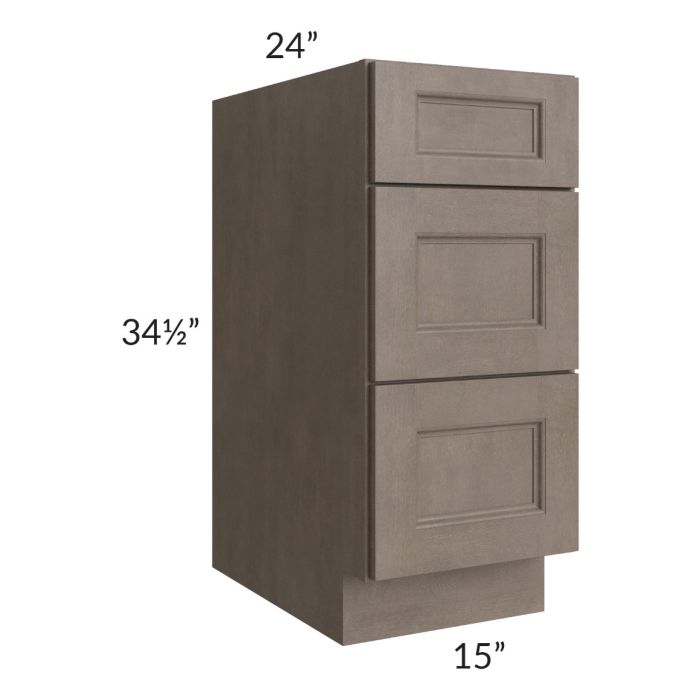 RTA Providence Natural Grey 15" Drawer Base Cabinet with 1 Decorative End Panel