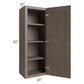 RTA Providence Natural Grey 15" x 42" Wall Cabinet with 1 Decorative End Panel, Glass Door, and Mullion Glass Door