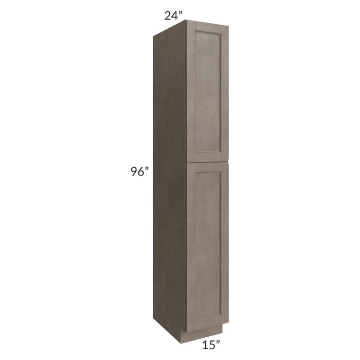 RTA Providence Natural Grey 15" x 96" Wall Pantry with 2 Decorative End Panels and 3 Roll Out Trays