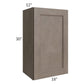 RTA Providence Natural Grey 18" x 30" Wall Cabinet with 2 Decorative End Panels, Glass Door, and Mullion Glass Door