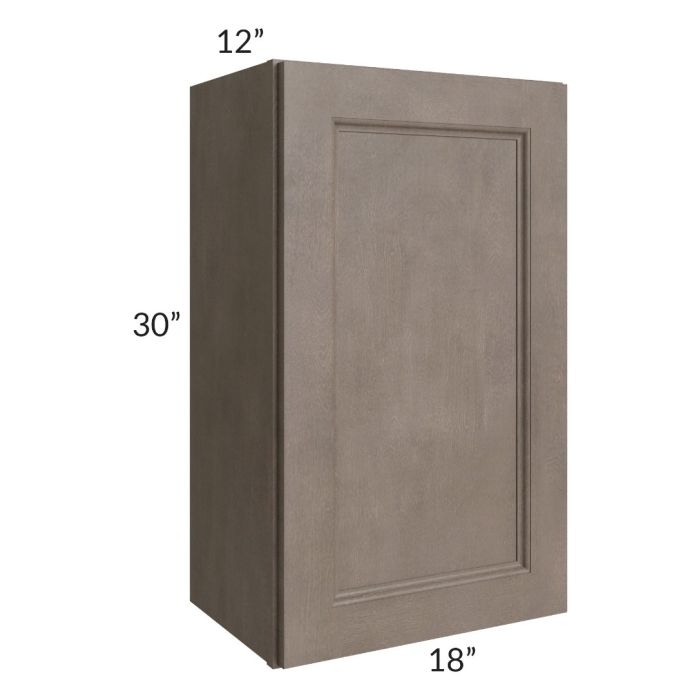 RTA Providence Natural Grey 18" x 30" Wall Cabinet with 2 Decorative End Panels, Glass Door, and Mullion Glass Door
