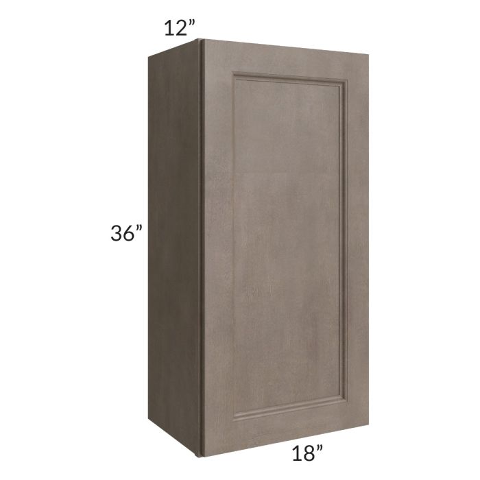 RTA Providence Natural Grey 18" x 36" Wall Cabinet with 1 Decorative End Panel, Glass Door, and Mullion Glass Door