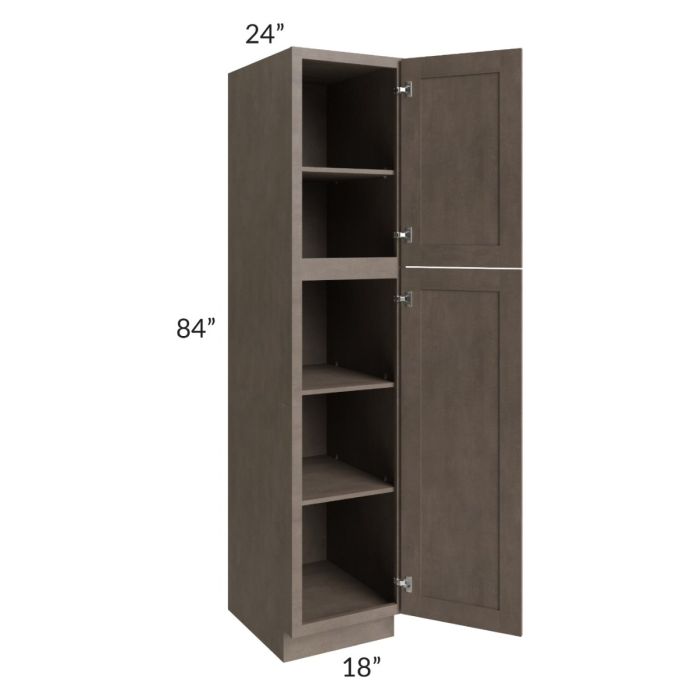 RTA Providence Natural Grey 18" x 84" Wall Pantry with 1 Decorative End Panel and 2 Roll Out Trays