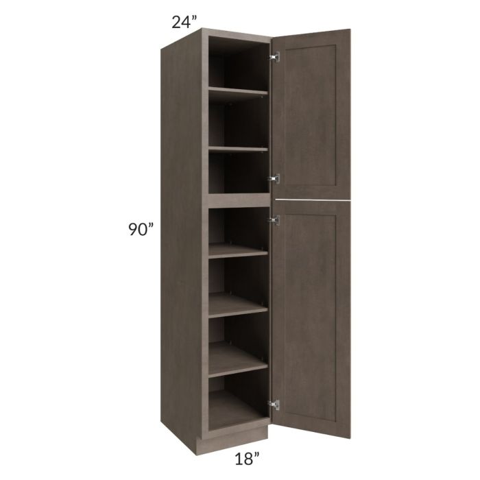 RTA Providence Natural Grey 18" x 90" Wall Pantry with 2 Decorative End Panels and 4 Roll Out Trays