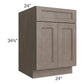 RTA Providence Natural Grey 24" Base Cabinet with 1 Roll Out Tray