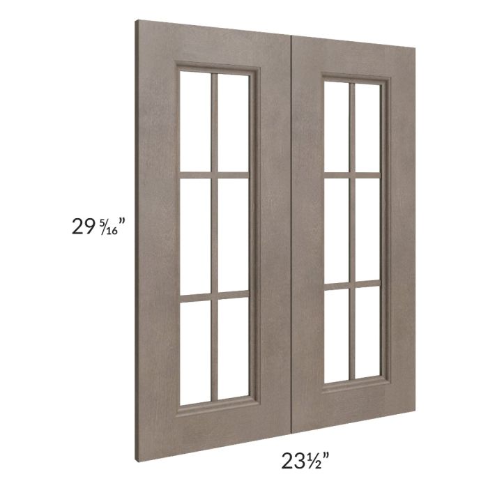 RTA Providence Natural Grey 24" x 30" Mullion Glass Doors Only with Glass Included