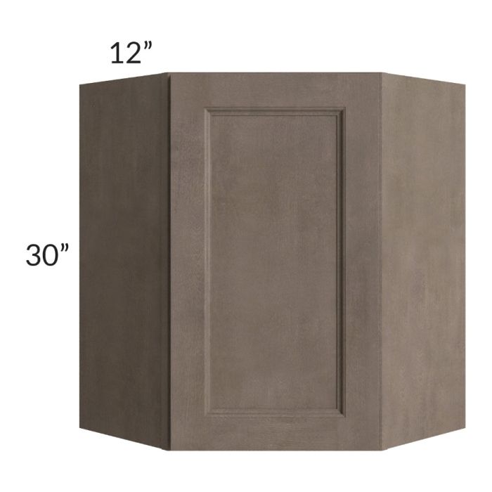 RTA Providence Natural Grey 24" x 30" Wall Diagonal Corner Cabinet with Glass Door and Mullion Glass Door