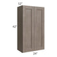 RTA Providence Natural Grey 24" x 42" Wall Cabinet with 2 Decorative End Panels and Mullion Glass Door