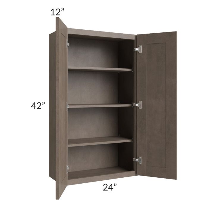 RTA Providence Natural Grey 24" x 42" Wall Cabinet with Mullion Glass Door