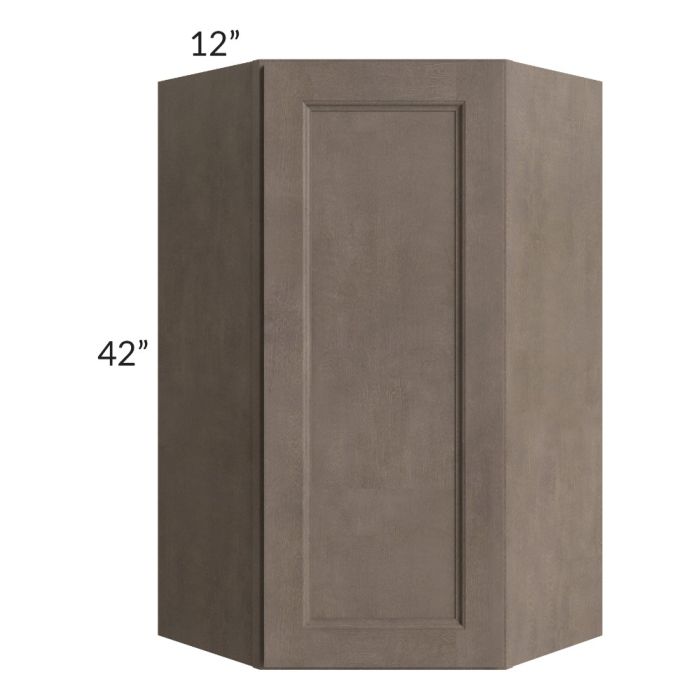 RTA Providence Natural Grey 24" x 42" Wall Diagonal Corner Cabinet with Glass Door