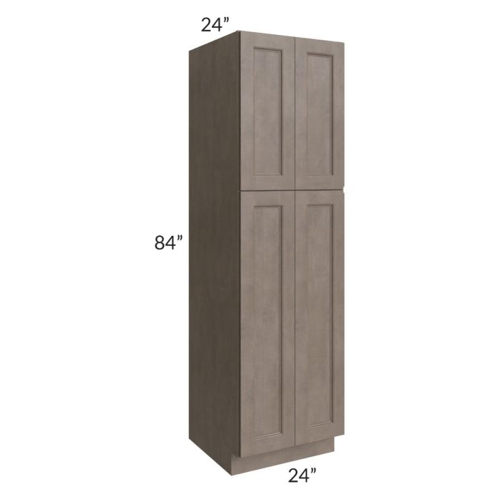 RTA Providence Natural Grey 24" x 84" Wall Pantry with 2 Decorative End Panels and 2 Roll Out Trays