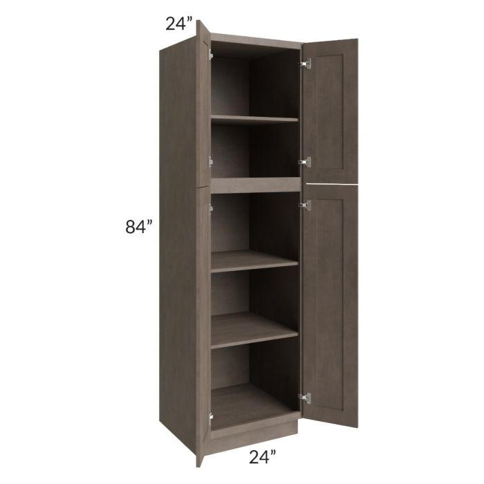 RTA Providence Natural Grey 24" x 84" Wall Pantry with 2 Decorative End Panels and 2 Roll Out Trays