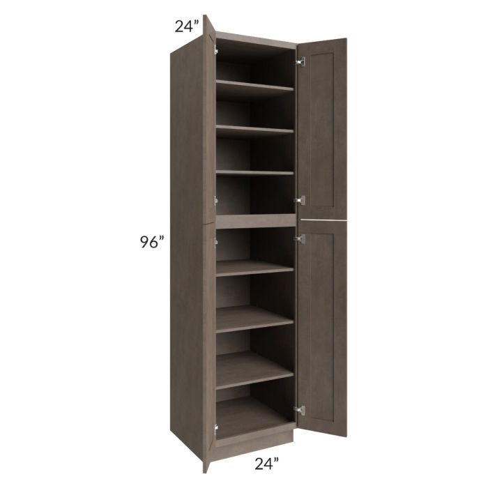 RTA Providence Natural Grey 24" x 96" Wall Pantry with 4 Roll Out Trays