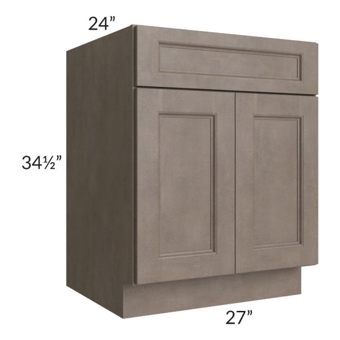 RTA Providence Natural Grey 27" Base Cabinet with 2 Decorative End Panels with 2 Roll Out Trays