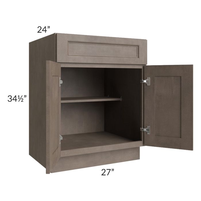 RTA Providence Natural Grey 27" Base Cabinet with 2 Decorative End Panels with 2 Roll Out Trays