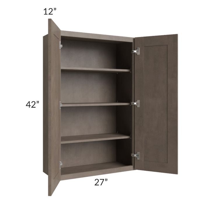 RTA Providence Natural Grey 27" x 42" Wall Cabinet with 1 Decorative End Panel