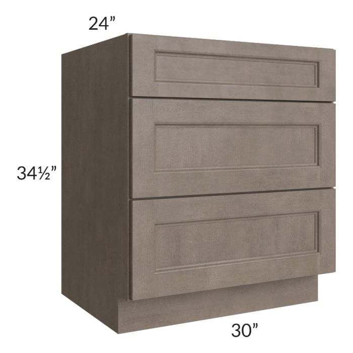 RTA Providence Natural Grey 30" Drawer Base Cabinet with 2 Decorative End Panels