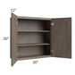 RTA Providence Natural Grey 30" x 30" Wall Cabinet with 2 Decorative End Panels and Mullion Glass Door