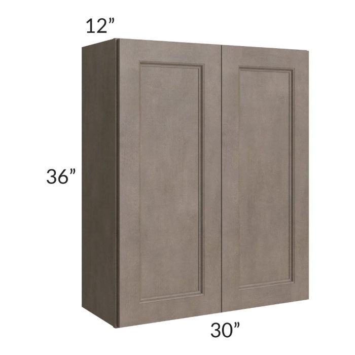 RTA Providence Natural Grey 30" x 36" Wall Cabinet with Glass Door and Mullion Glass Door