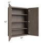 RTA Providence Natural Grey 30" x 42" Wall Cabinet with 2 Decorative End Panels, Glass Door, and Mullion Glass Door