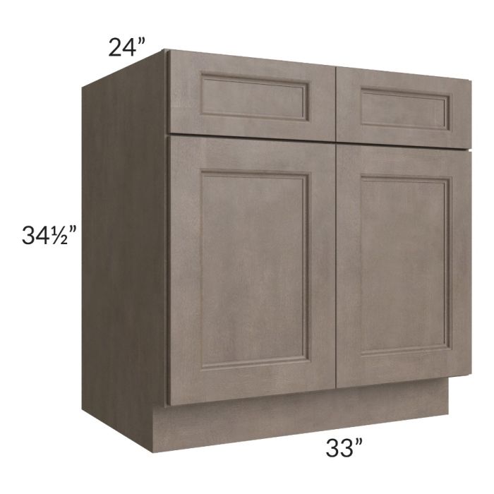 RTA Providence Natural Grey 33" Base Cabinet with 1 Decorative End Panel and 2 Roll Out Trays