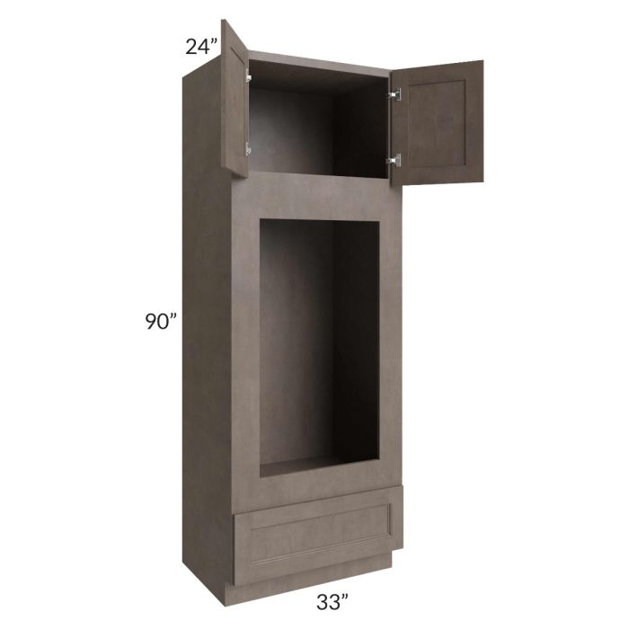 RTA Providence Natural Grey 33" x 90" Double Oven or Oven/Microwave Cabinet with 1 Decorative End Panel