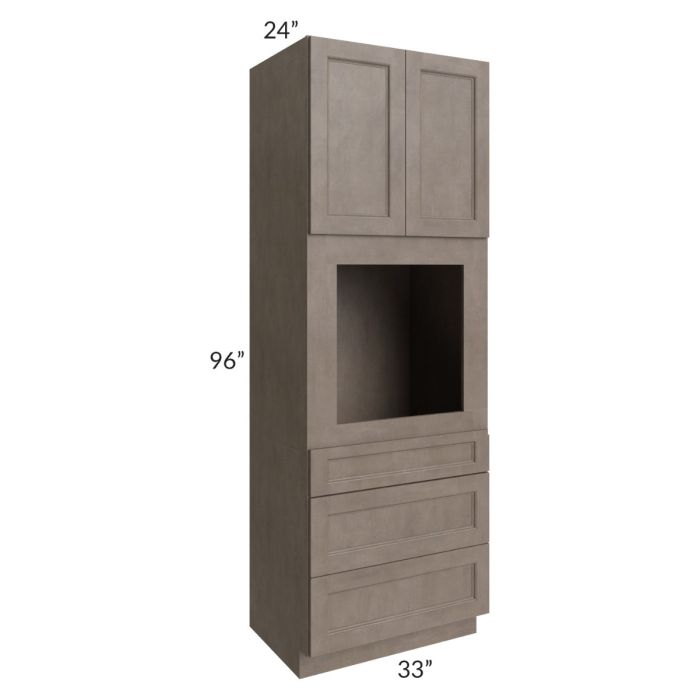 RTA Providence Natural Grey 33" x 96" Oven Cabinet with 2 Decorative End Panels