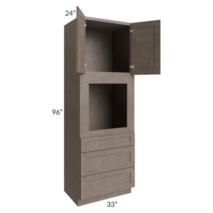 RTA Providence Natural Grey 33" x 96" Oven Cabinet with 2 Decorative End Panels