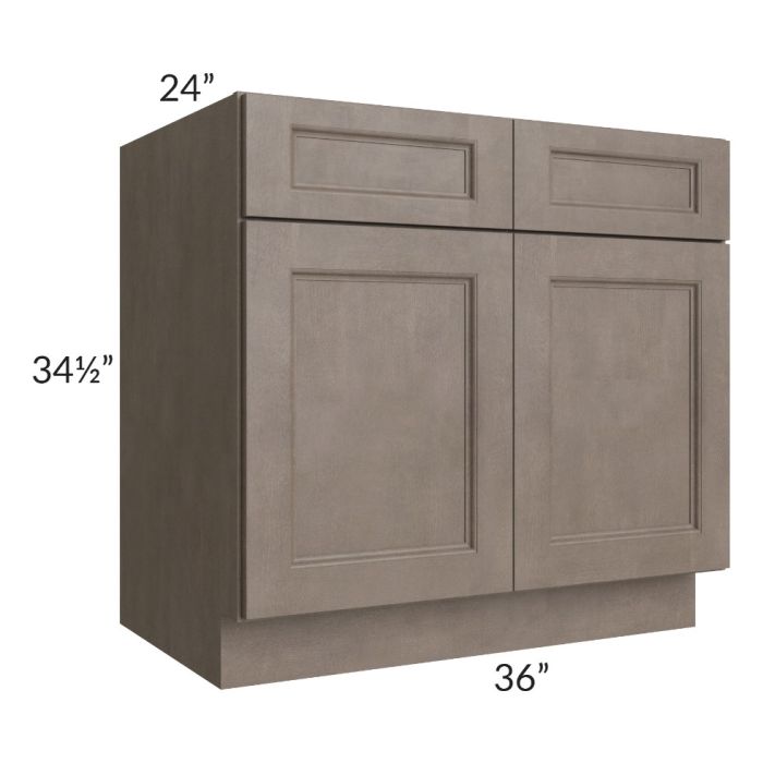 RTA Providence Natural Grey 36" Base Cabinet with 1 Decorative End Panel and 2 Roll Out Trays
