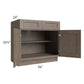 RTA Providence Natural Grey 36" Base Cabinet with 1 Decorative End Panel and 2 Roll Out Trays