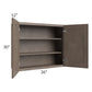 RTA Providence Natural Grey 36" x 30" Wall Cabinet with 2 Decorative End Panels, Glass Door, and Mullion Glass Door