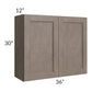 RTA Providence Natural Grey 36" x 30" Wall Cabinet with Glass Door and Mullion Glass Door