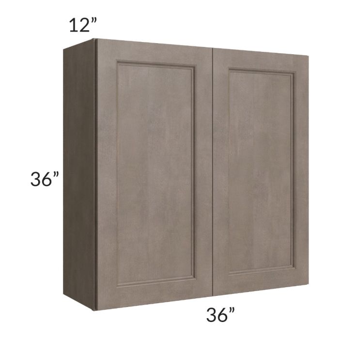 RTA Providence Natural Grey 36" x 36" Wall Cabinet with 1 Decorative End Panel and Mullion Glass Door