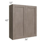 RTA Providence Natural Grey 36" x 42" Wall Cabinet with Glass Door and Mullion Glass Door