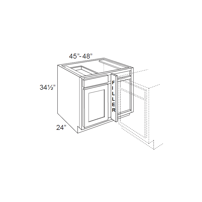 RTA Providence Natural Grey 45"-48" Blind Base Corner Cabinet