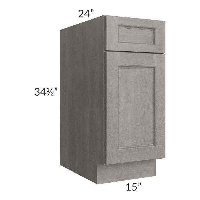 RTA Providence Slate Grey 15" Base Cabinet with 1 Decorative End Panel and 1 Roll Out Tray