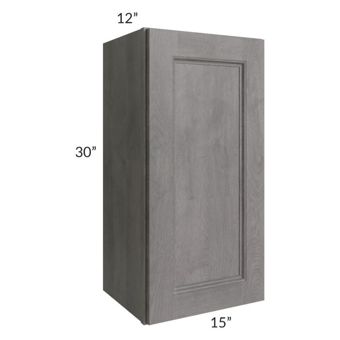 RTA Providence Slate Grey 15" x 30" Wall Cabinet with Mullion Glass Door