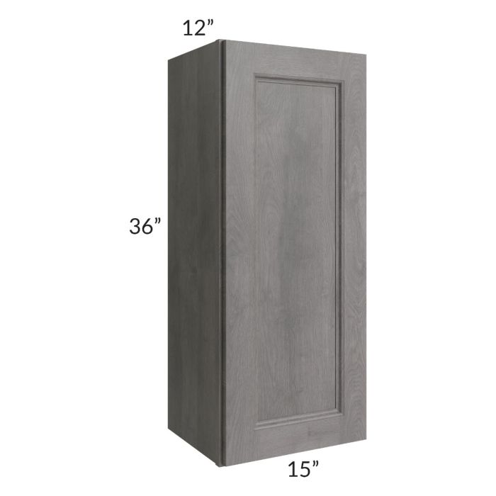 RTA Providence Slate Grey 15" x 36" Wall Cabinet with Mullion Glass Door