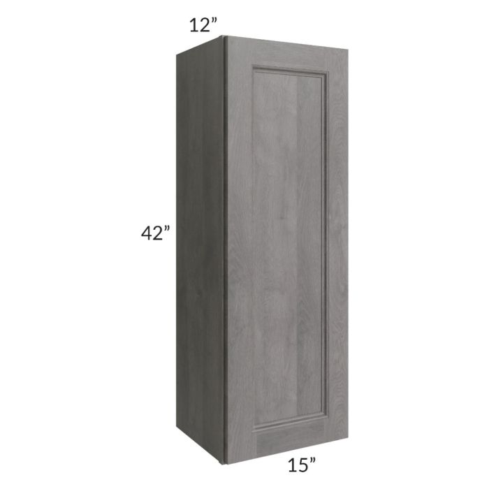 RTA Providence Slate Grey 15" x 42" Wall Cabinet with 1 Decorative End Panel