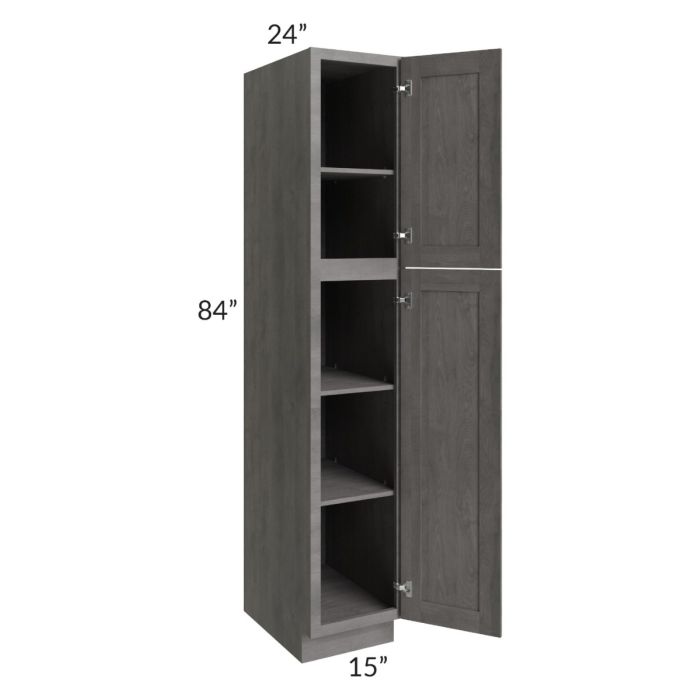 RTA Providence Slate Grey 15" x 84" Wall Pantry with 4 Roll Out Trays
