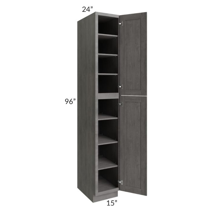 RTA Providence Slate Grey 15" x 96" Wall Pantry with 4 Roll Out Trays