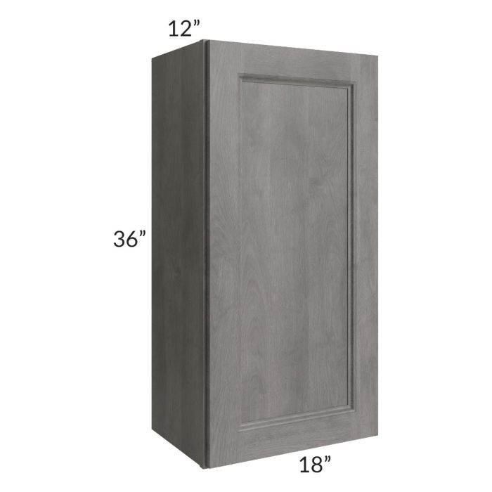 RTA Providence Slate Grey 18" x 36" Wall Cabinet with Glass Door