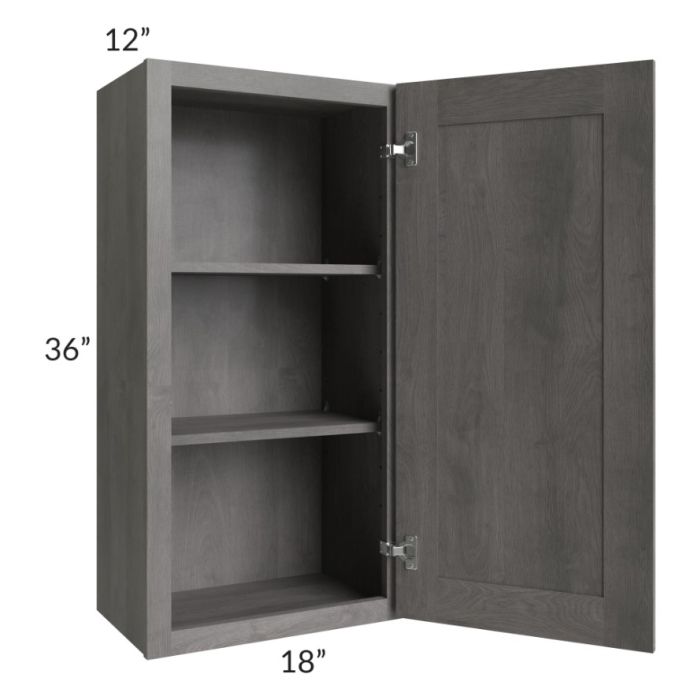 RTA Providence Slate Grey 18" x 36" Wall Cabinet with Glass Door