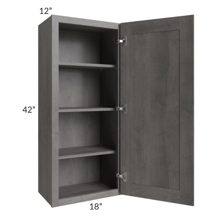 RTA Providence Slate Grey 18" x 42" Wall Cabinet with 1 Decorative End Panel