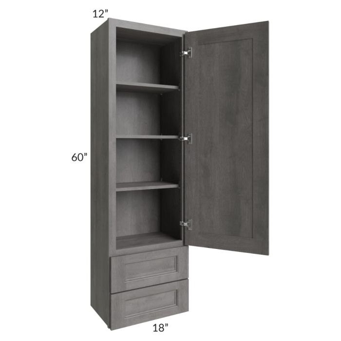 RTA Providence Slate Grey 18" x 60" Wall Cabinet With Drawers