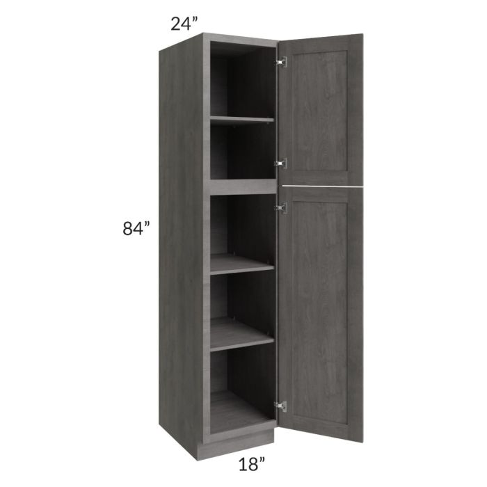 RTA Providence Slate Grey 18" x 84" Wall Pantry with 2 Decorative End Panels and 1 Roll Out Tray