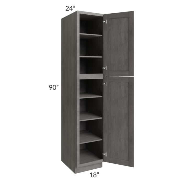 RTA Providence Slate Grey 18" x 90" Wall Pantry with 1 Decorative End Panel and 1 Roll Out Tray