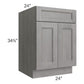 RTA Providence Slate Grey 24" Base Cabinet with 1 Decorative End Panel and 1 Roll Out Tray