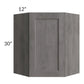 RTA Providence Slate Grey 24" x 30" Wall Diagonal Corner Cabinet with Glass Door